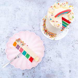 Rainbow Cake Slice and Interior Overhead